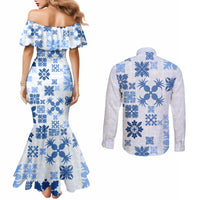vintage-hawaii-couples-matching-mermaid-dress-and-long-sleeve-button-shirts-hawaiian-quilt-kapa-mismatch-blue