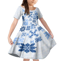 Vintage Hawaii Family Matching Mermaid Dress and Hawaiian Shirt Hawaiian Quilt Kapa Mismatch Blue LT7 - Wonder Print Shop