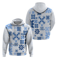 Vintage Hawaii Hoodie Hawaiian Quilt Kapa Mismatch Blue - Wonder Print Shop