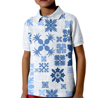 Vintage Hawaii Kid Polo Shirt Hawaiian Quilt Kapa Mismatch Blue - Wonder Print Shop