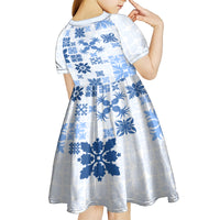 Vintage Hawaii Kid Short Sleeve Dress Hawaiian Quilt Kapa Mismatch Blue - Wonder Print Shop