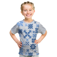 Vintage Hawaii Kid T Shirt Hawaiian Quilt Kapa Mismatch Blue - Wonder Print Shop