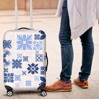 Vintage Hawaii Luggage Cover Hawaiian Quilt Kapa Mismatch Blue - Wonder Print Shop