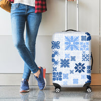 Vintage Hawaii Luggage Cover Hawaiian Quilt Kapa Mismatch Blue - Wonder Print Shop