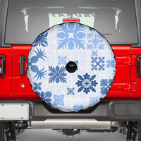Vintage Hawaii Spare Tire Cover Hawaiian Quilt Kapa Mismatch Blue - Wonder Print Shop