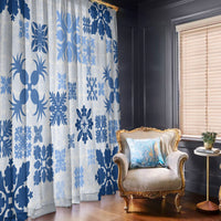 Vintage Hawaii Window Curtain Hawaiian Quilt Kapa Mismatch Blue - Wonder Print Shop