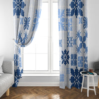 Vintage Hawaii Window Curtain Hawaiian Quilt Kapa Mismatch Blue - Wonder Print Shop