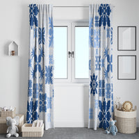 Vintage Hawaii Window Curtain Hawaiian Quilt Kapa Mismatch Blue - Wonder Print Shop