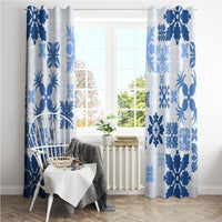 Vintage Hawaii Window Curtain Hawaiian Quilt Kapa Mismatch Blue - Wonder Print Shop