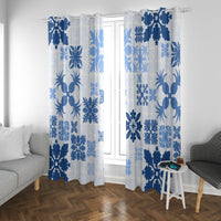 Vintage Hawaii Window Curtain Hawaiian Quilt Kapa Mismatch Blue - Wonder Print Shop