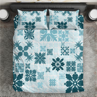 Vintage Hawaii Bedding Set Hawaiian Quilt Kapa Mismatch Teal LT7 - Wonder Print Shop