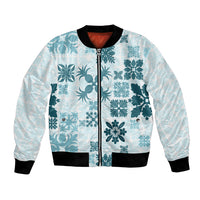 Vintage Hawaii Bomber Jacket Hawaiian Quilt Kapa Mismatch Teal LT7 - Wonder Print Shop