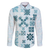 Vintage Hawaii Family Matching Puletasi Dress and Hawaiian Shirt Hawaiian Quilt Kapa Mismatch Teal - Wonder Print Shop