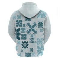 Vintage Hawaii Hoodie Hawaiian Quilt Kapa Mismatch Teal - Wonder Print Shop