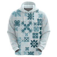 Vintage Hawaii Hoodie Hawaiian Quilt Kapa Mismatch Teal - Wonder Print Shop