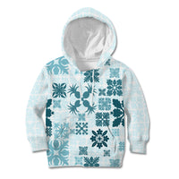 Vintage Hawaii Kid Hoodie Hawaiian Quilt Kapa Mismatch Teal - Wonder Print Shop