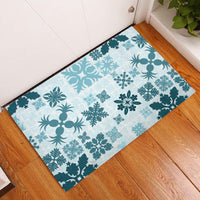 Vintage Hawaii Rubber Doormat Hawaiian Quilt Kapa Mismatch Teal - Wonder Print Shop