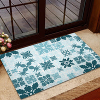 Vintage Hawaii Rubber Doormat Hawaiian Quilt Kapa Mismatch Teal - Wonder Print Shop