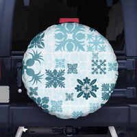 Vintage Hawaii Spare Tire Cover Hawaiian Quilt Kapa Mismatch Teal - Wonder Print Shop