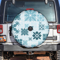 Vintage Hawaii Spare Tire Cover Hawaiian Quilt Kapa Mismatch Teal - Wonder Print Shop