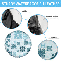 Vintage Hawaii Spare Tire Cover Hawaiian Quilt Kapa Mismatch Teal - Wonder Print Shop