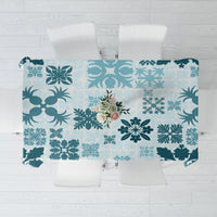 Vintage Hawaii Tablecloth Hawaiian Quilt Kapa Mismatch Teal - Wonder Print Shop
