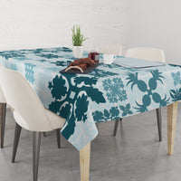 Vintage Hawaii Tablecloth Hawaiian Quilt Kapa Mismatch Teal - Wonder Print Shop