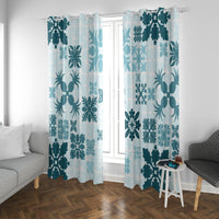 Vintage Hawaii Window Curtain Hawaiian Quilt Kapa Mismatch Teal - Wonder Print Shop