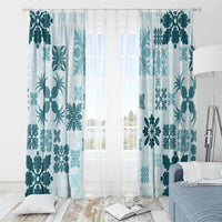 Vintage Hawaii Window Curtain Hawaiian Quilt Kapa Mismatch Teal - Wonder Print Shop