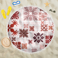 Vintage Hawaii Beach Blanket Hawaiian Quilt Kapa Mismatch Red LT7 - Wonder Print Shop