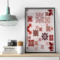 Vintage Hawaii Canvas Wall Art Hawaiian Quilt Kapa Mismatch Red LT7 - Wonder Print Shop