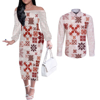 vintage-hawaii-couples-matching-off-the-shoulder-long-sleeve-dress-and-long-sleeve-button-shirts-hawaiian-quilt-kapa-mismatch-red