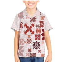 Vintage Hawaii Family Matching Mermaid Dress and Hawaiian Shirt Hawaiian Quilt Kapa Mismatch Red LT7 - Wonder Print Shop