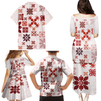Vintage Hawaii Family Matching Puletasi Dress and Hawaiian Shirt Hawaiian Quilt Kapa Mismatch Red - Wonder Print Shop