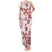 Vintage Hawaii Family Matching Tank Maxi Dress and Hawaiian Shirt Hawaiian Quilt Kapa Mismatch Red - Wonder Print Shop