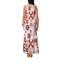 Vintage Hawaii Family Matching Tank Maxi Dress and Hawaiian Shirt Hawaiian Quilt Kapa Mismatch Red - Wonder Print Shop