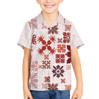 Vintage Hawaii Kid Hawaiian Shirt Hawaiian Quilt Kapa Mismatch Red - Wonder Print Shop