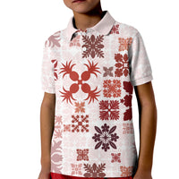 Vintage Hawaii Kid Polo Shirt Hawaiian Quilt Kapa Mismatch Red - Wonder Print Shop