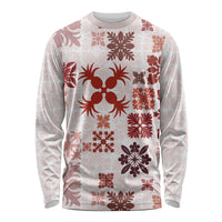 Vintage Hawaii Long Sleeve Shirt Hawaiian Quilt Kapa Mismatch Red - Wonder Print Shop