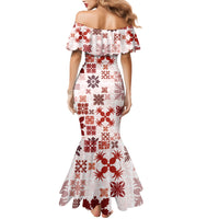 Vintage Hawaii Mermaid Dress Hawaiian Quilt Kapa Mismatch Red - Wonder Print Shop