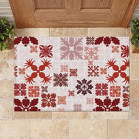 Vintage Hawaii Rubber Doormat Hawaiian Quilt Kapa Mismatch Red - Wonder Print Shop