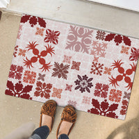 Vintage Hawaii Rubber Doormat Hawaiian Quilt Kapa Mismatch Red - Wonder Print Shop