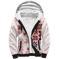 Vintage Hawaii Sherpa Hoodie Hawaiian Quilt Kapa Mismatch Red - Wonder Print Shop