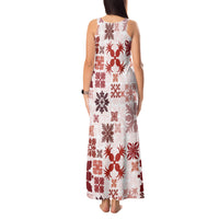 Vintage Hawaii Tank Maxi Dress Hawaiian Quilt Kapa Mismatch Red - Wonder Print Shop