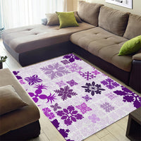 Vintage Hawaii Area Rug Hawaiian Quilt Kapa Mismatch Purple LT7 - Wonder Print Shop