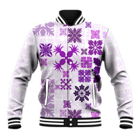 Vintage Hawaii Baseball Jacket Hawaiian Quilt Kapa Mismatch Purple LT7 - Wonder Print Shop