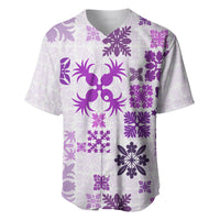 Vintage Hawaii Baseball Jersey Hawaiian Quilt Kapa Mismatch Purple LT7 - Wonder Print Shop