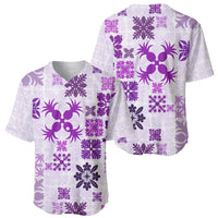 Vintage Hawaii Baseball Jersey Hawaiian Quilt Kapa Mismatch Purple LT7 - Wonder Print Shop