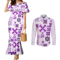 vintage-hawaii-couples-matching-mermaid-dress-and-long-sleeve-button-shirts-hawaiian-quilt-kapa-mismatch-purple