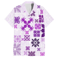 Vintage Hawaii Family Matching Summer Maxi Dress and Hawaiian Shirt Hawaiian Quilt Kapa Mismatch Purple - Wonder Print Shop